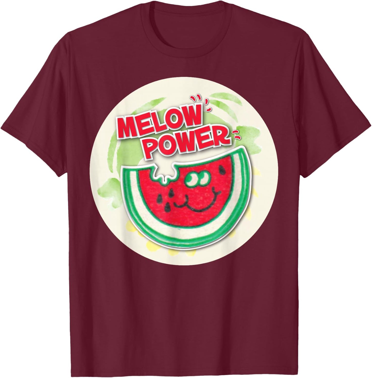 Vintage Scratch and Sniff Sticker Watermelon, Melon Power T-Shirt - T-Shirt | Maroon