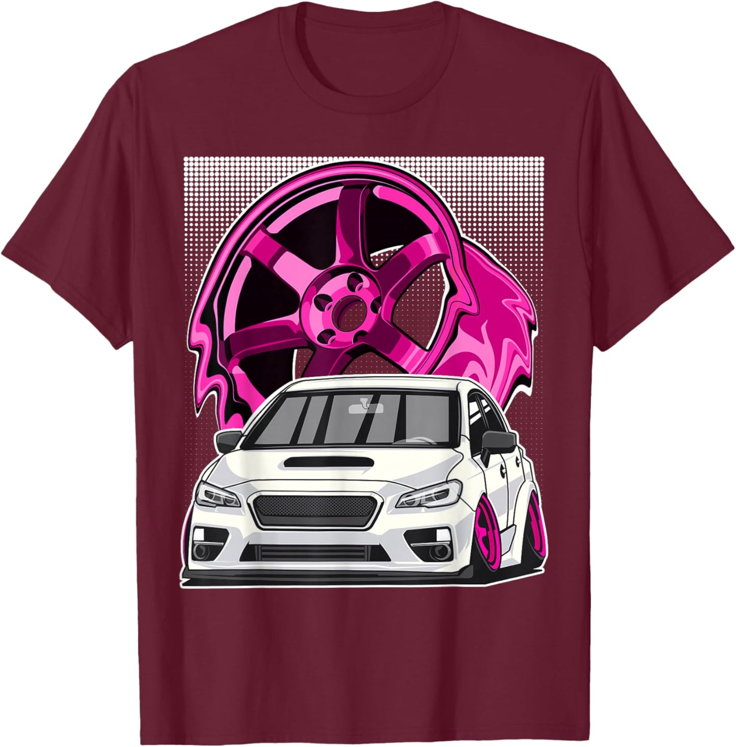 Subie VA JDM Stance Car Wheel Boxer Motor Racing Graphic T-Shirt - T-Shirt | Maroon