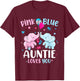 Pink or Blue Auntie Loves You Gender Reveal Elephant T-Shirt - T-Shirt | Maroon