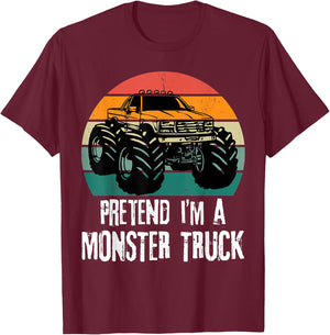 Pretend I'm a monster truck Funny Dad Man Kids retro sunset T-Shirt - T-Shirt | Maroon