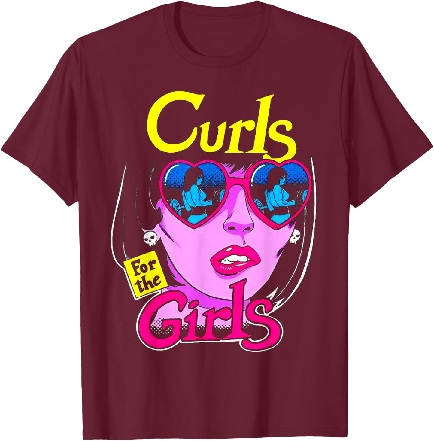Funny Curls For Girls Gym Weightlifting Bodybuilding Fitness T-Shirt - T-Shirt | Maroon
