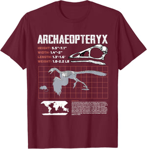 Archaeopteryx Dinosaur Facts Sheet Fossils Data T-Shirt - T-Shirt | Maroon