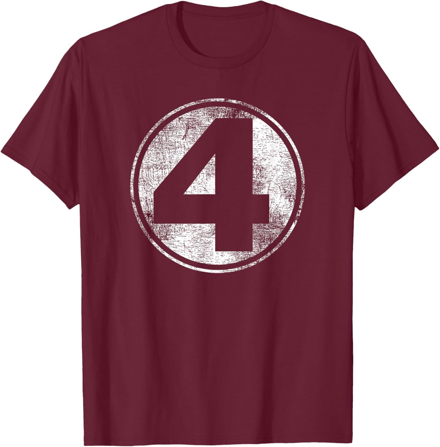 Marvel Fantastic Four Classic Number 4 Distressed Logo T-Shirt - T-Shirt | Maroon