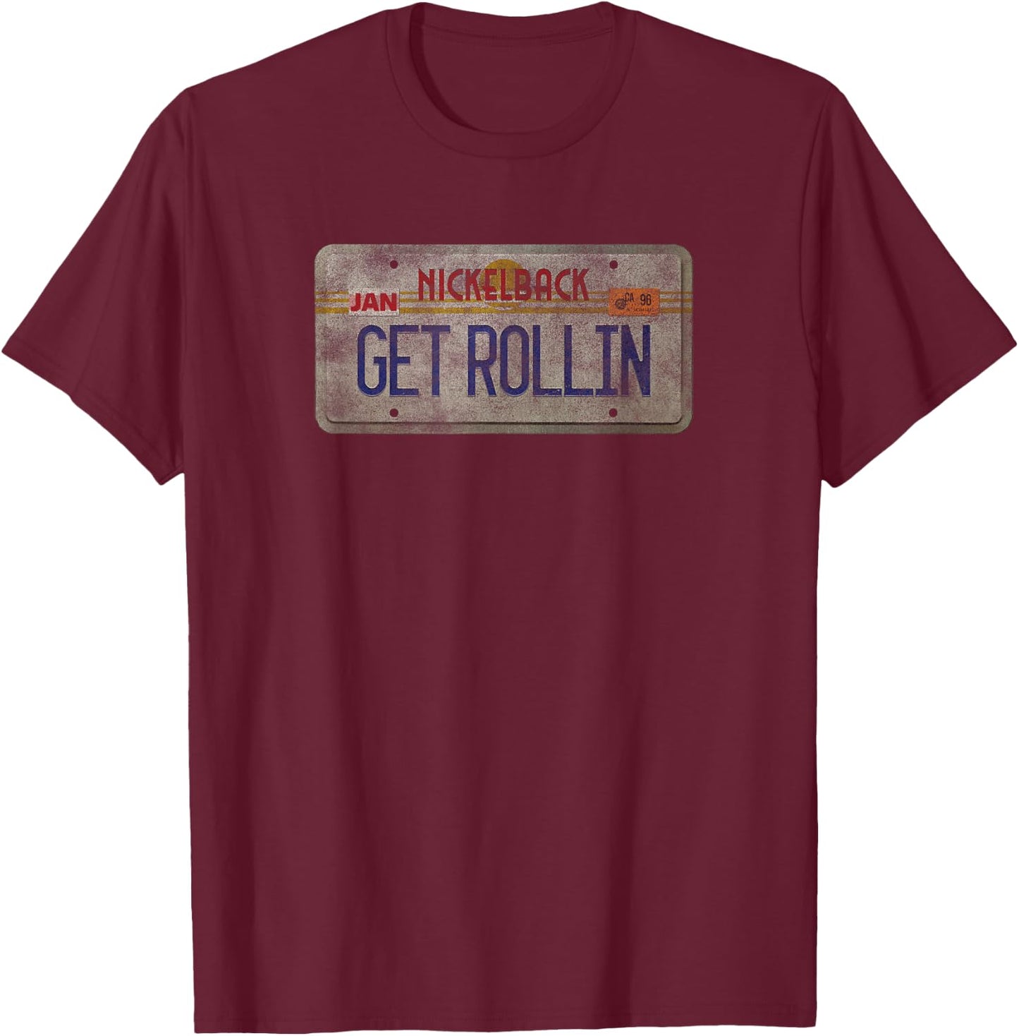 Nickelback Get Rollin' Plate T-Shirt - T-Shirt | Maroon
