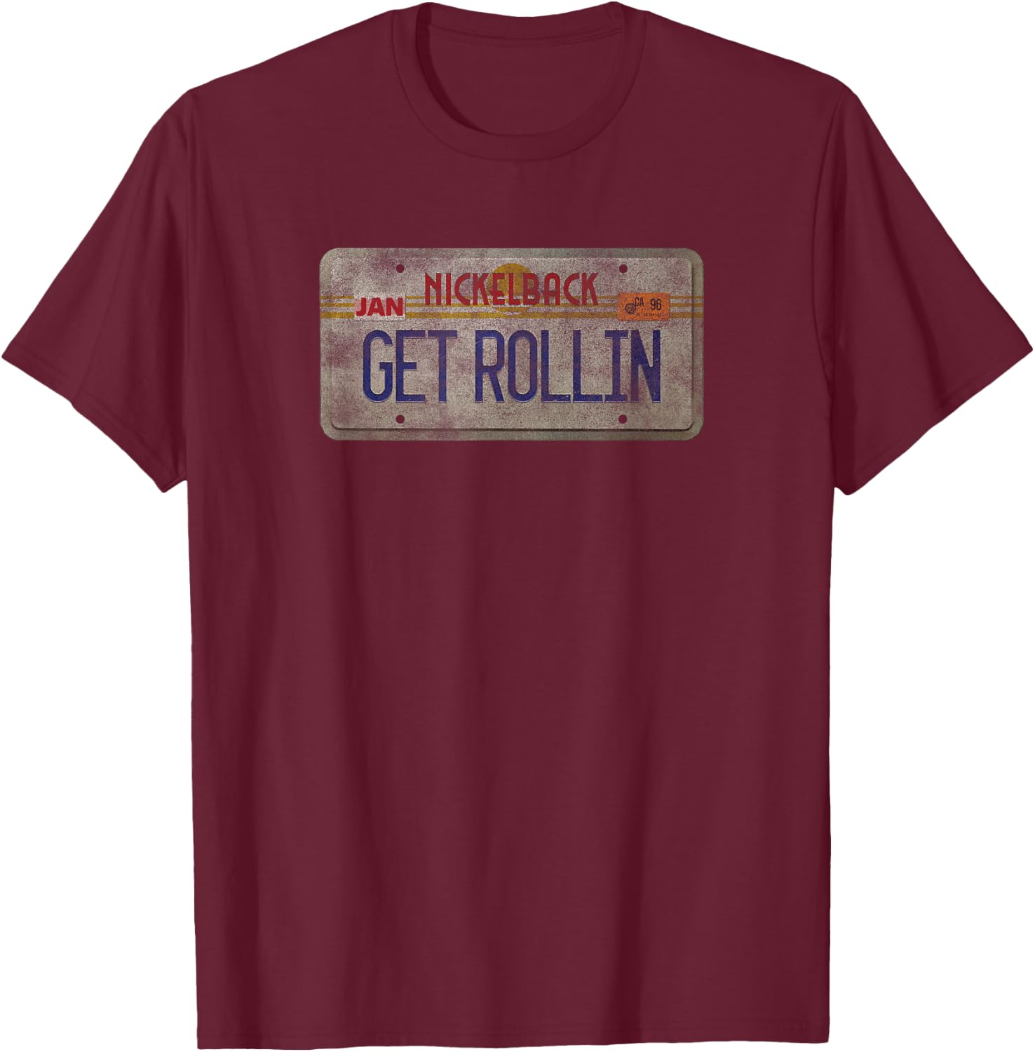 Nickelback Get Rollin' Plate T-Shirt - T-Shirt | Maroon