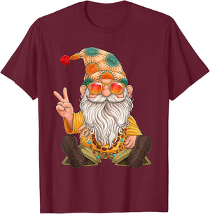 Funny Hippie Gnome Peace Sign Gnomes Lovers Men Women Kids T-Shirt - T-Shirt | Maroon