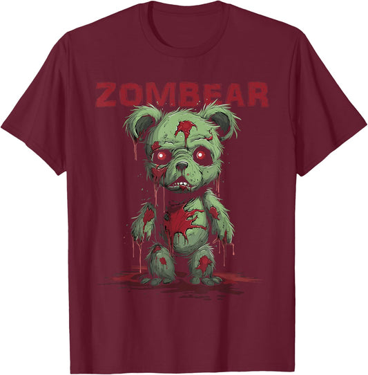 Teddy Bear Halloween for Kids Women Men Zombear Stuff T-Shirt - T-Shirt | Maroon