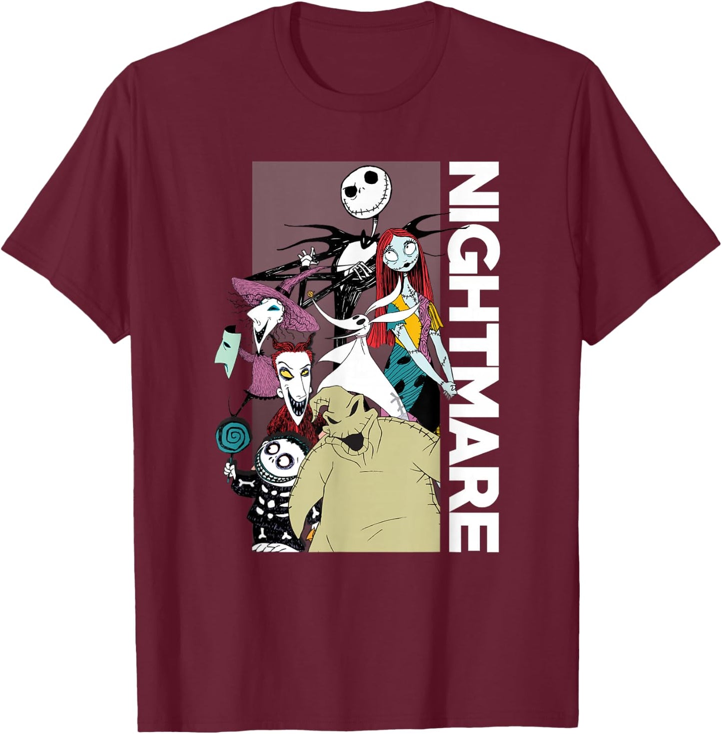 Disney The Nightmare Before Christmas Group Shot Poster T-Shirt - T-Shirt | Maroon