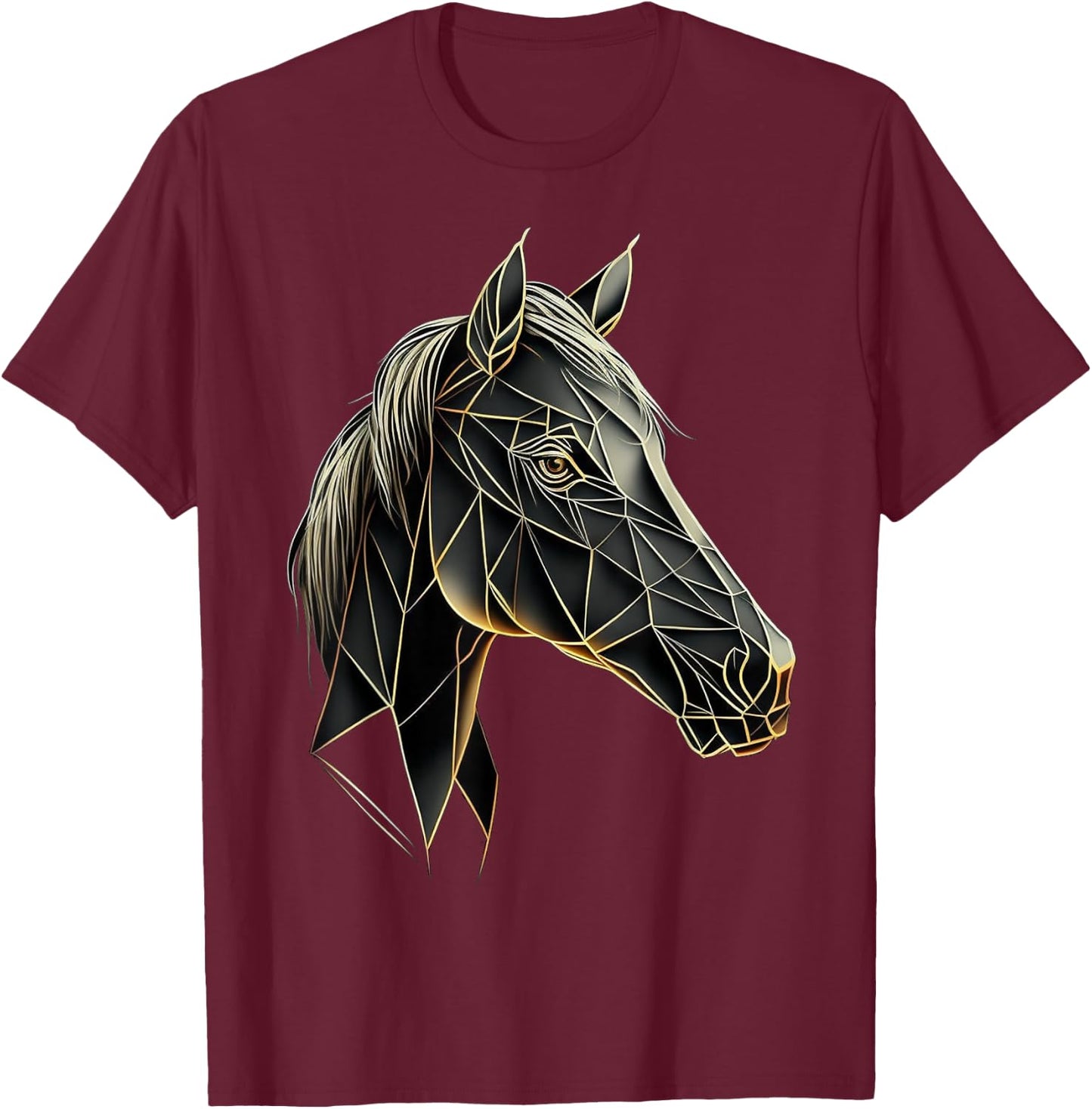 Horse Animal Geometric Polygon Artwork Horse T-Shirt - T-Shirt | Maroon