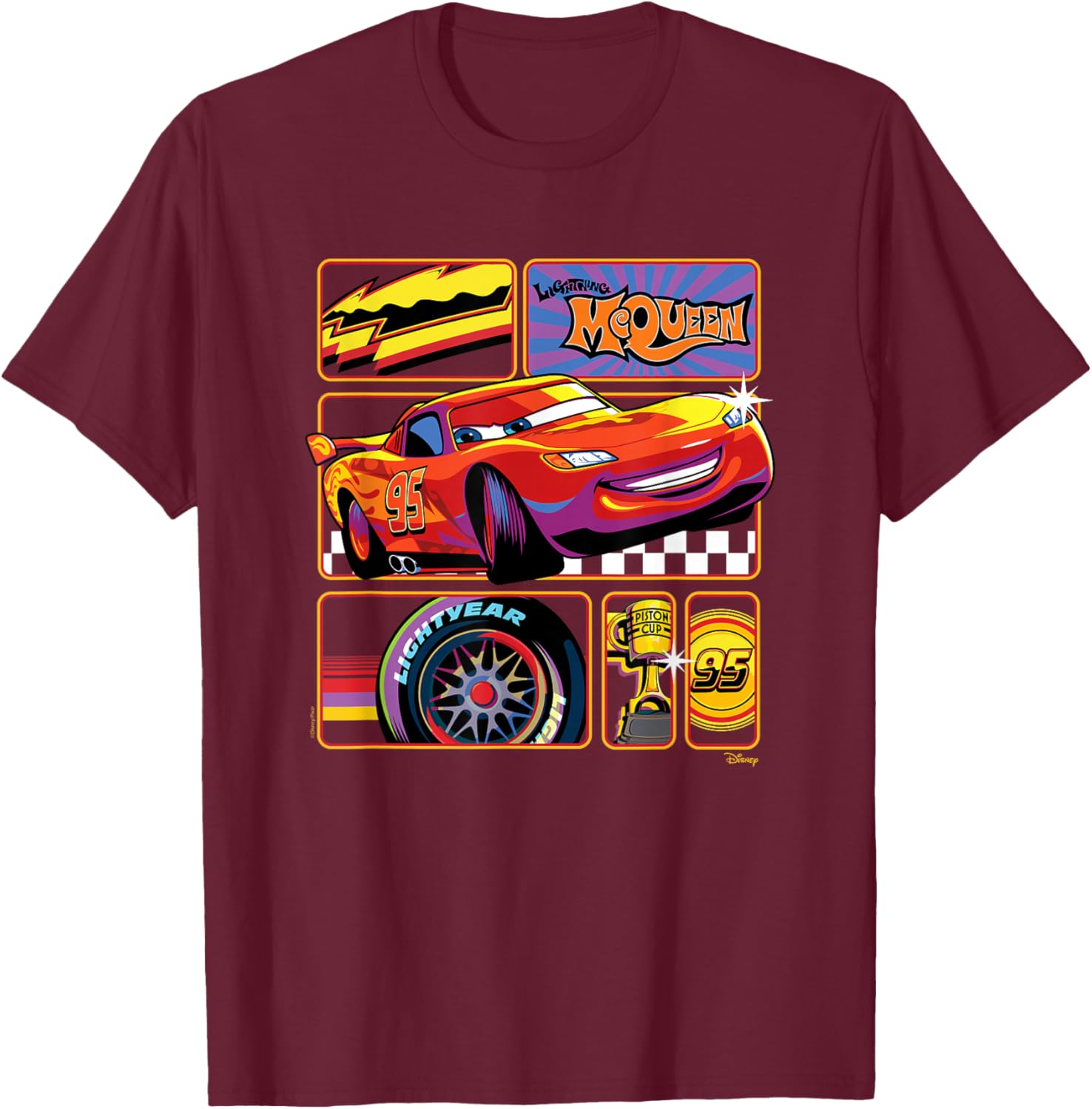 Cars - Lightning McQueen Grid T-Shirt - T-Shirt | Maroon