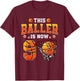This Baller Is Now 9 Basketball Kids Boys Girls 9th Birthday T-Shirt - T-Shirt | Maroon