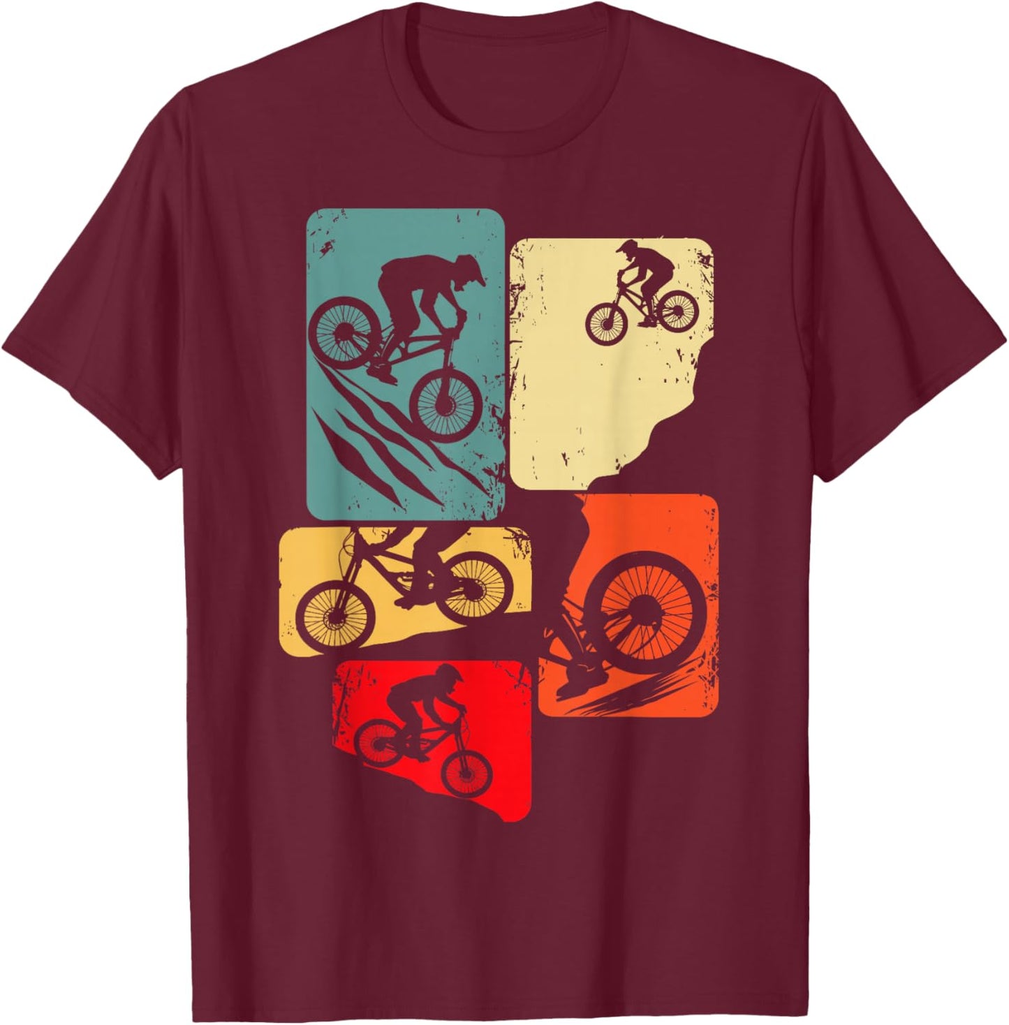 Mountain Bike MTB Downhill Biking Cycling Biker Kids Boys T-Shirt - T-Shirt | Maroon