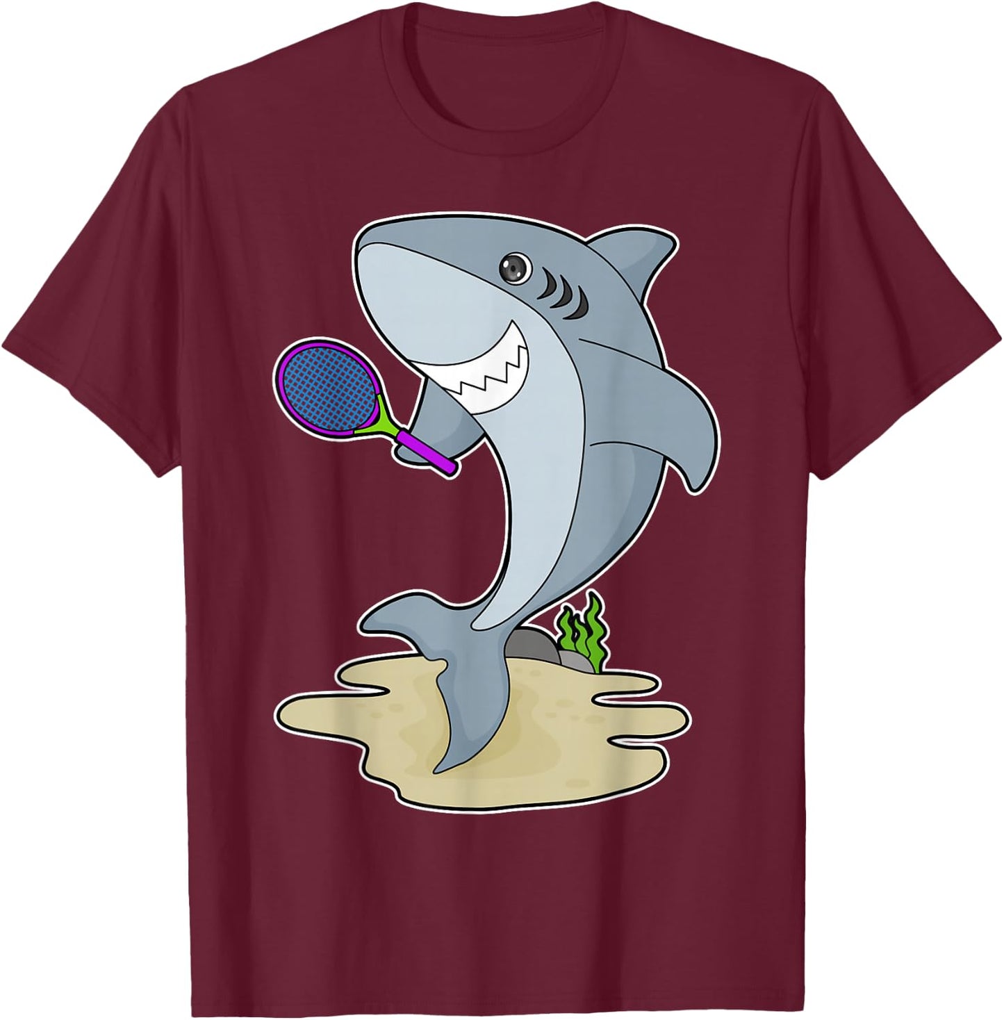 Shark Tennis Tennis racket Sports T-Shirt - T-Shirt | Maroon
