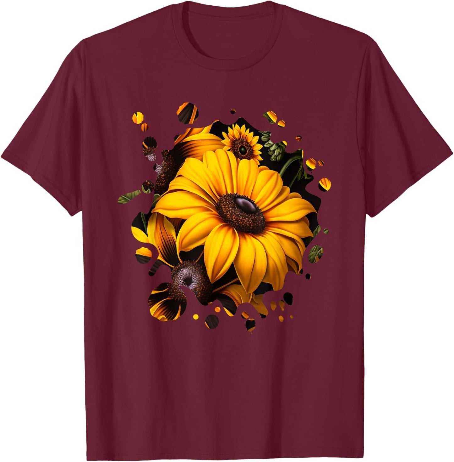 Vintage Black-eyed Susan Inspired Flower Plant gardening T-Shirt - T-Shirt | Maroon