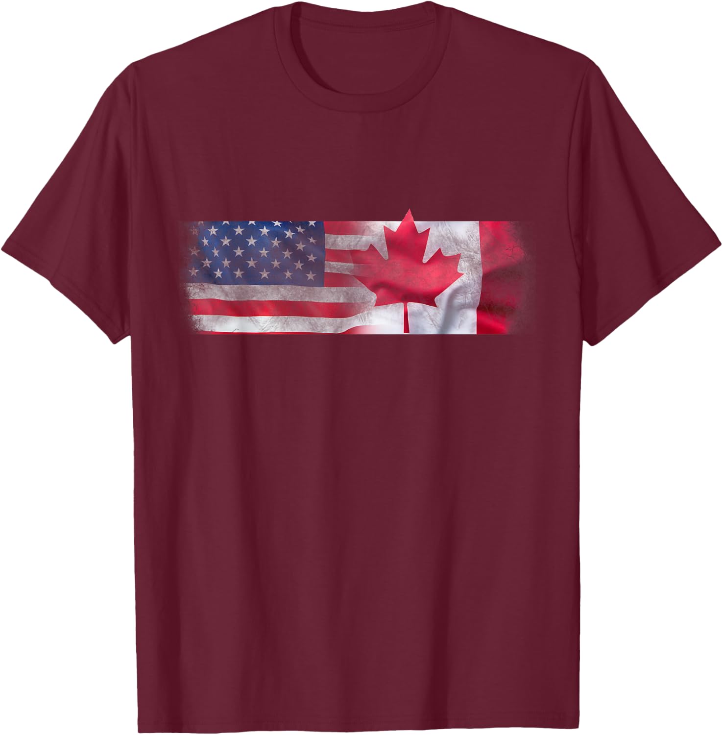 American Canadian Flags Friendship North America T-Shirt - T-Shirt | Maroon