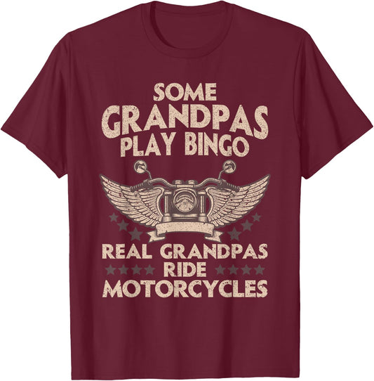 Funny Motorcycle For Grandpa Men Biker Motorcycle Rider T-Shirt - T-Shirt | Maroon