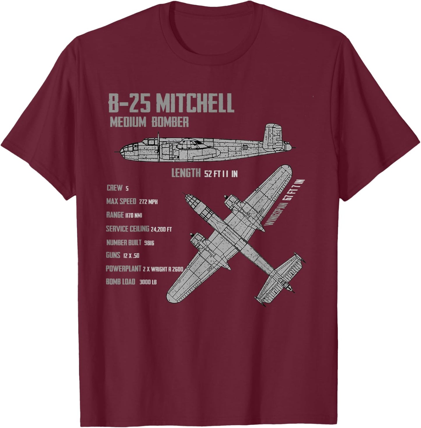 B-25 Mitchell T-Shirt - T-Shirt | Maroon