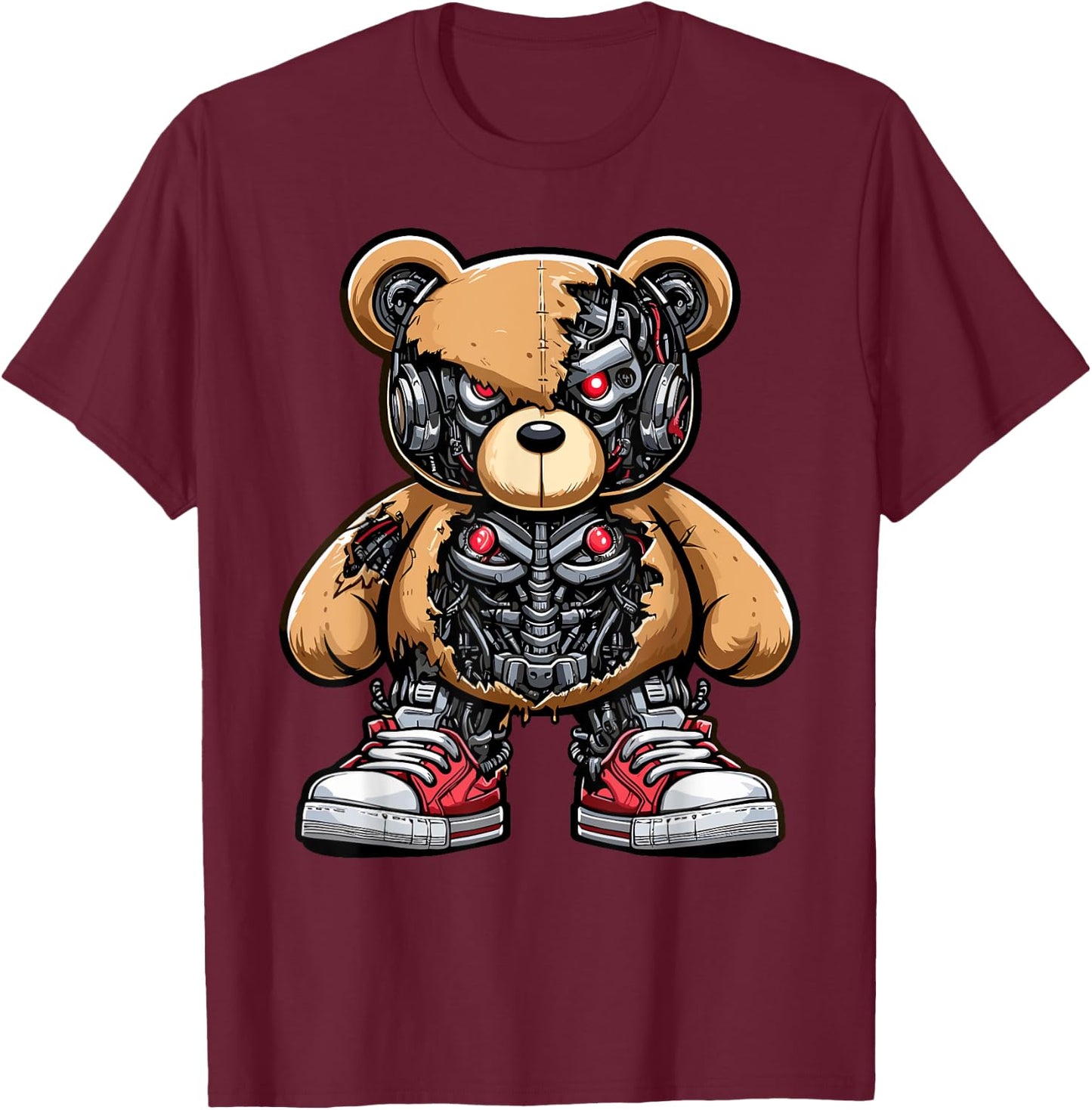 Cool Cyborg Exoskeleton Animatronic Bear, Hip Hop, Boys T-Shirt - T-Shirt | Maroon