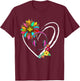 Dispatcher Tools Sunflower Cute Heart Shape Floral Family T-Shirt - T-Shirt | Maroon