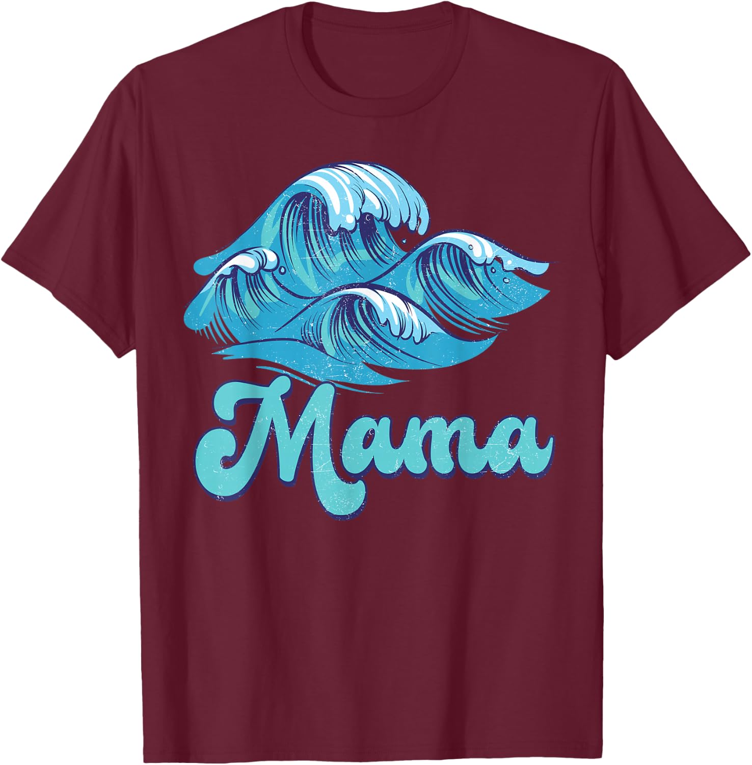 Mama Surf Birthday Beach Theme Family Matching T-Shirt - T-Shirt | Maroon