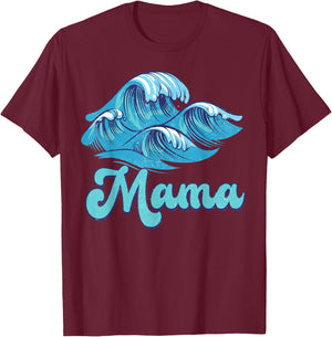 Mama Surf Birthday Beach Theme Family Matching T-Shirt - T-Shirt | Maroon