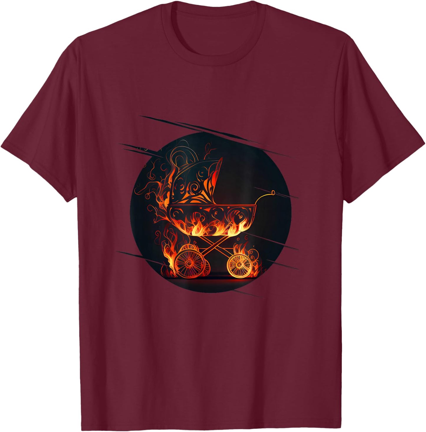 Baby Buggy with Flames for crazy Parents and Children T-Shirt - T-Shirt | Maroon