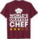 Worlds okayest Chef Coat Cooking Cook T-Shirt - T-Shirt | Maroon