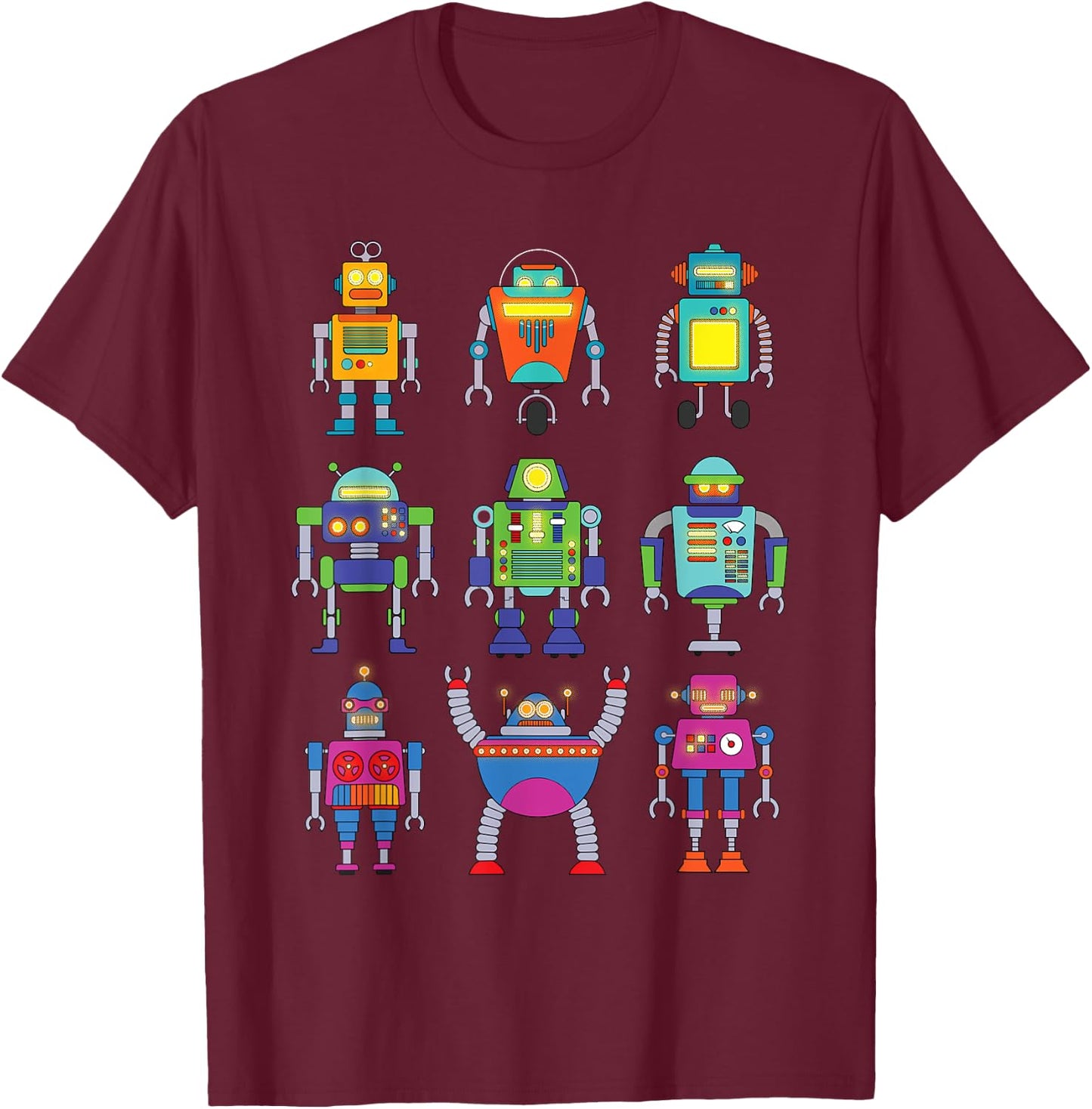 Funny Robot Design For Kids Boys Girls Robotics Bot Lovers T-Shirt - T-Shirt | Maroon