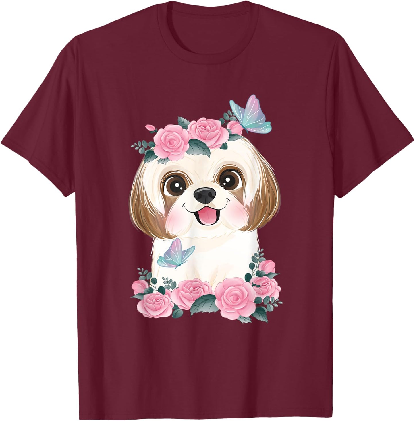 Spring Floral Shih Tzu - Dog Trainer Animal Breeder Canine Men Women Kids T-Shirt - T-Shirt | Maroon