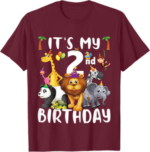 Its My 2nd Birthday Zoo Shirt Safari Jungle Animals Lover T-Shirt - T-Shirt | Maroon