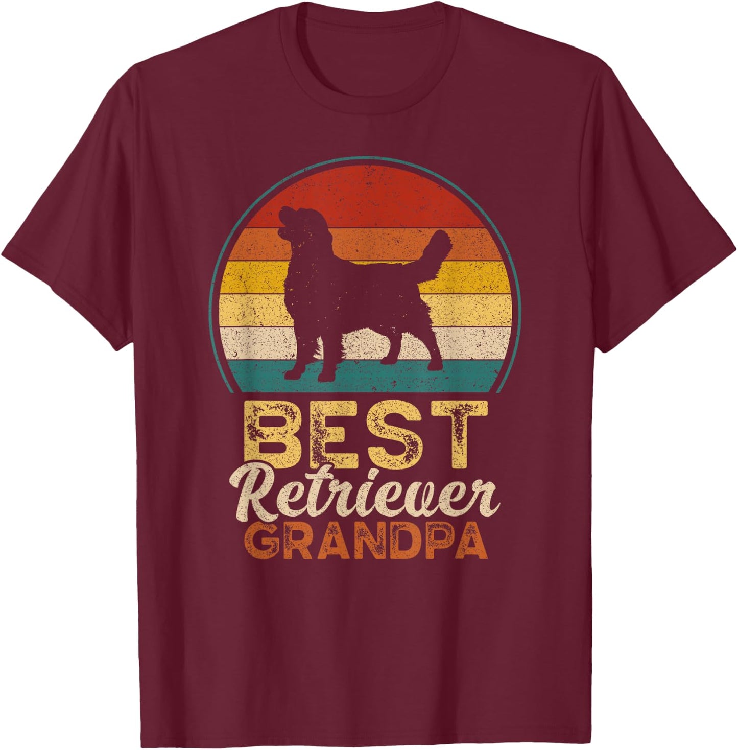 Best Retriever Grandpa, Father's Day, Golden Retriever T-Shirt - T-Shirt | Maroon