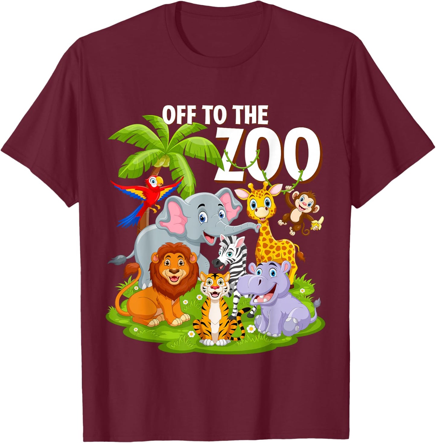 Safari Zoo Birthday Party Wild Zoo Animals Teacher Toddlers T-Shirt - T-Shirt | Maroon