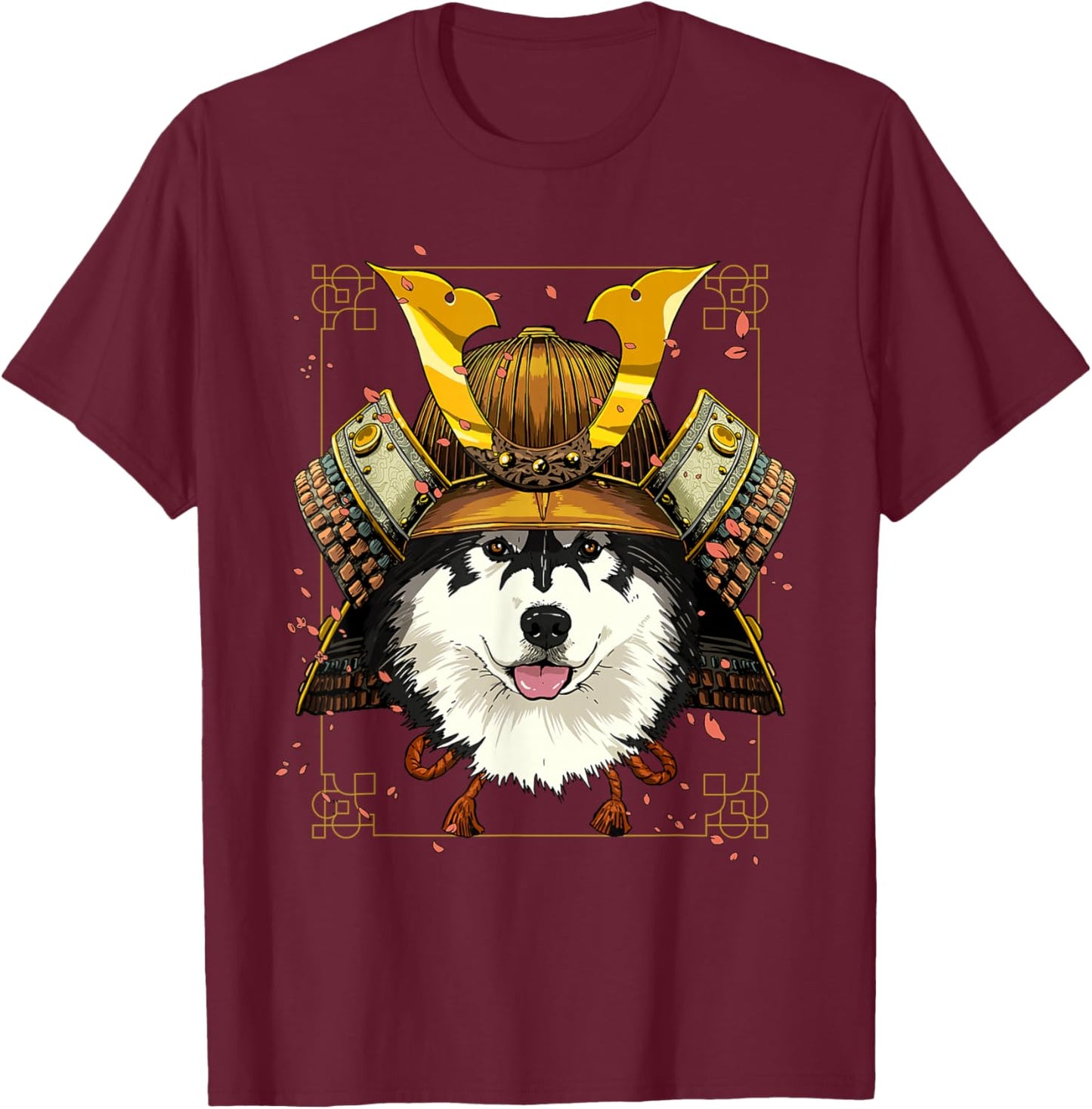 Samurai Alaskan Malamute Japanese Warrior Bushido Dog Lover T-Shirt - T-Shirt | Maroon
