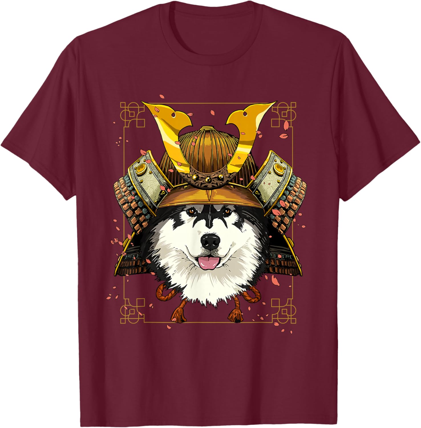 Samurai Alaskan Malamute Japanese Warrior Bushido Dog Lover T-Shirt - T-Shirt | Maroon