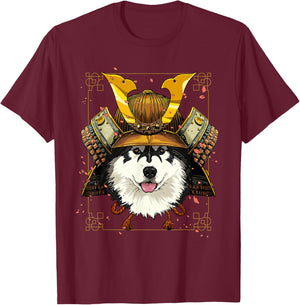 Samurai Alaskan Malamute Japanese Warrior Bushido Dog Lover T-Shirt - T-Shirt | Maroon