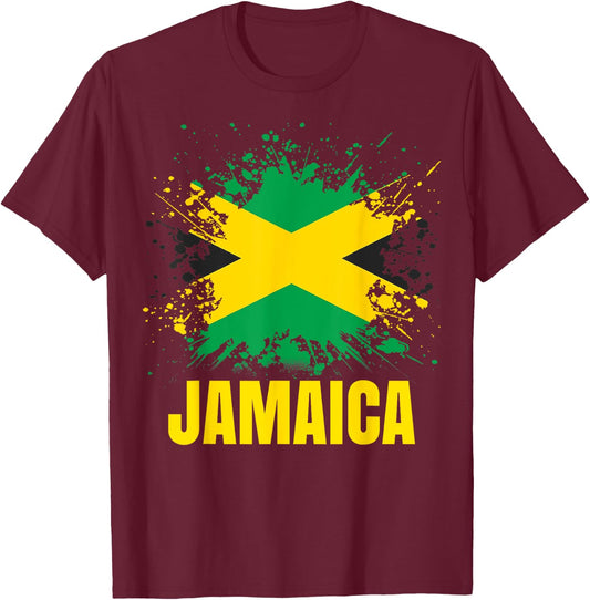Vintage Jamaica Jamaican Flag Pride Gift T-Shirt - T-Shirt | Maroon