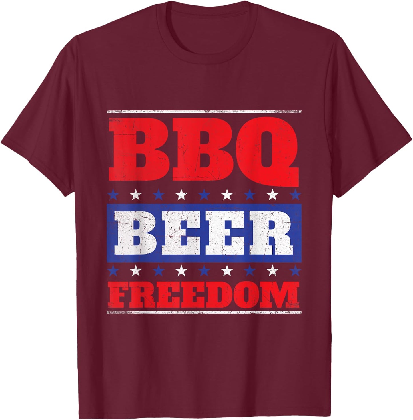 BBQ Beer Freedom - Grill Barbecue Grilling BBQ Lover T-Shirt - T-Shirt | Maroon