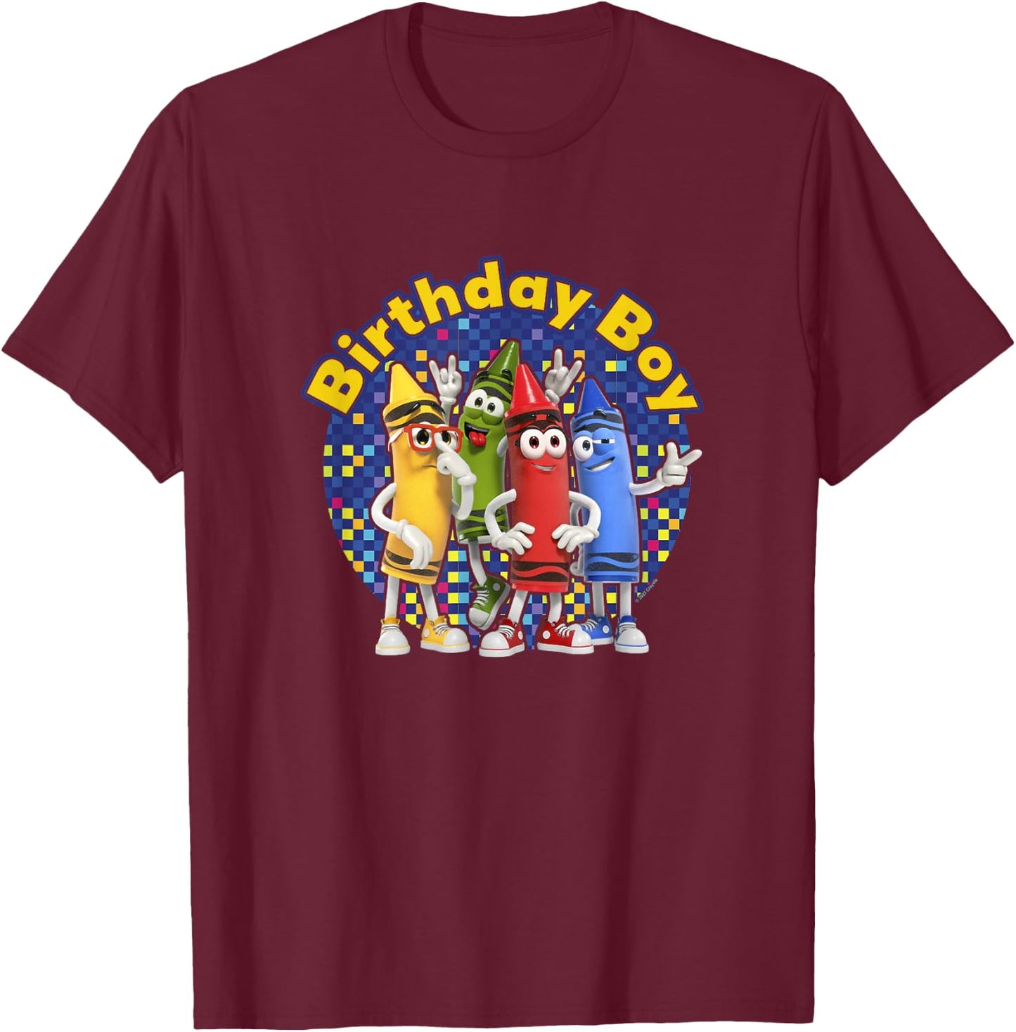 Crayola Birthday Boy Crayon Crew Celebration Retro Logo T-Shirt - T-Shirt | Maroon