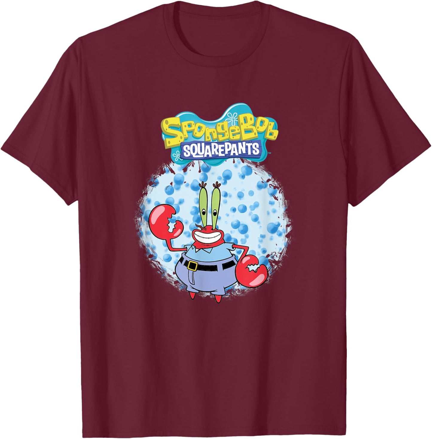 Mademark x SpongeBob SquarePants - Original SpongeBob Square Pants - Mr. Krabs with bubbles T-Shirt - T-Shirt | Maroon