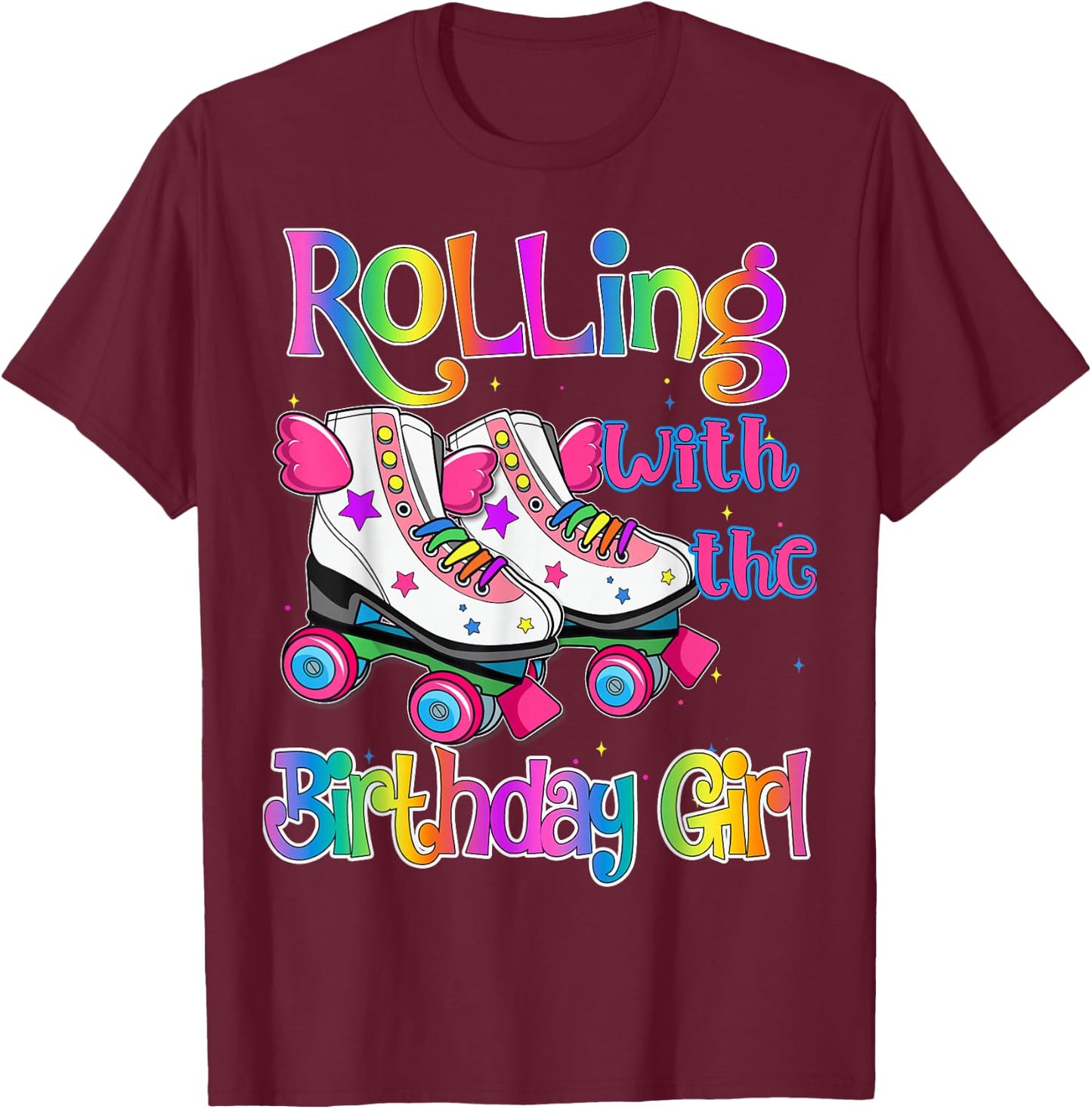 Crew of birthday girl Rolling Skate Birthday family Party T-Shirt - T-Shirt | Maroon