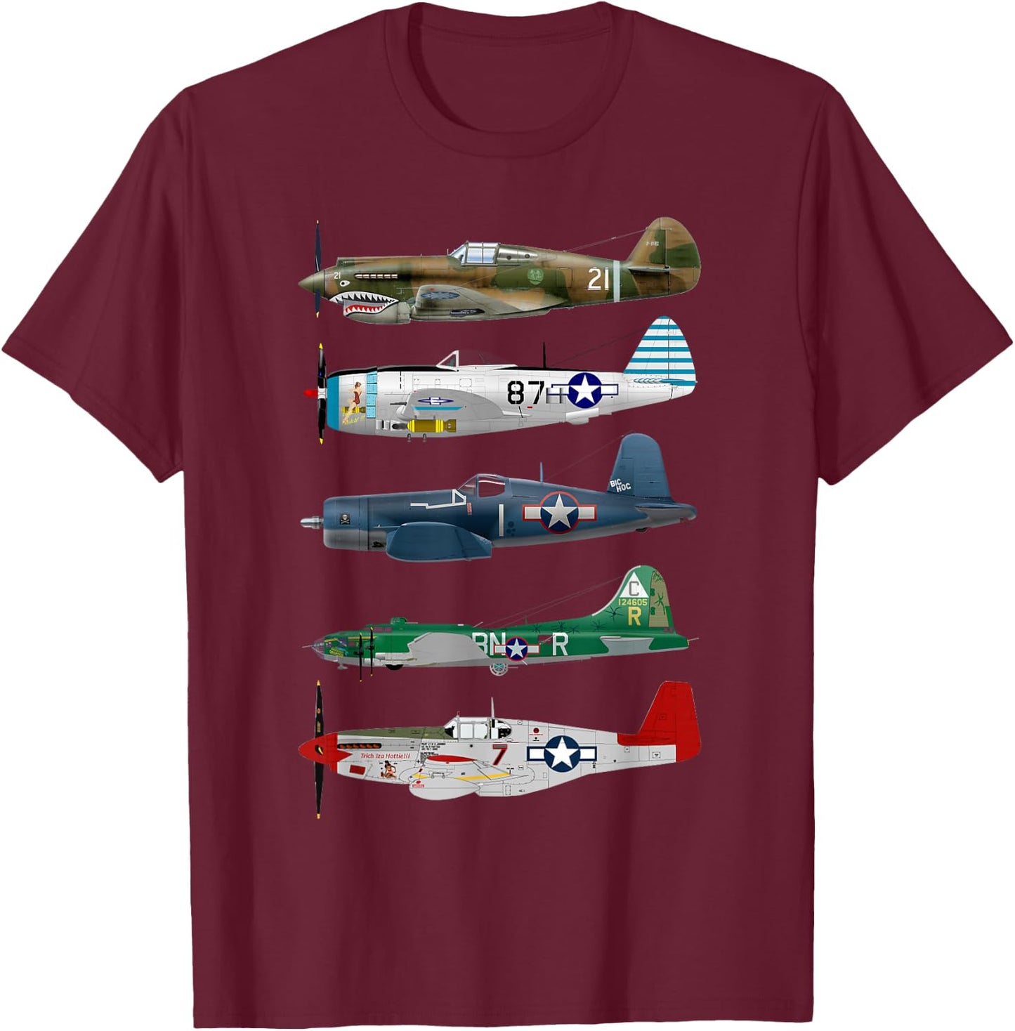 WW2 Planes Warbirds Warplanes T-Shirt - T-Shirt | Maroon