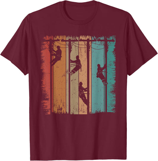 Vintage Lineman Father Retro Electric Cable Lineman T-Shirt - T-Shirt | Maroon