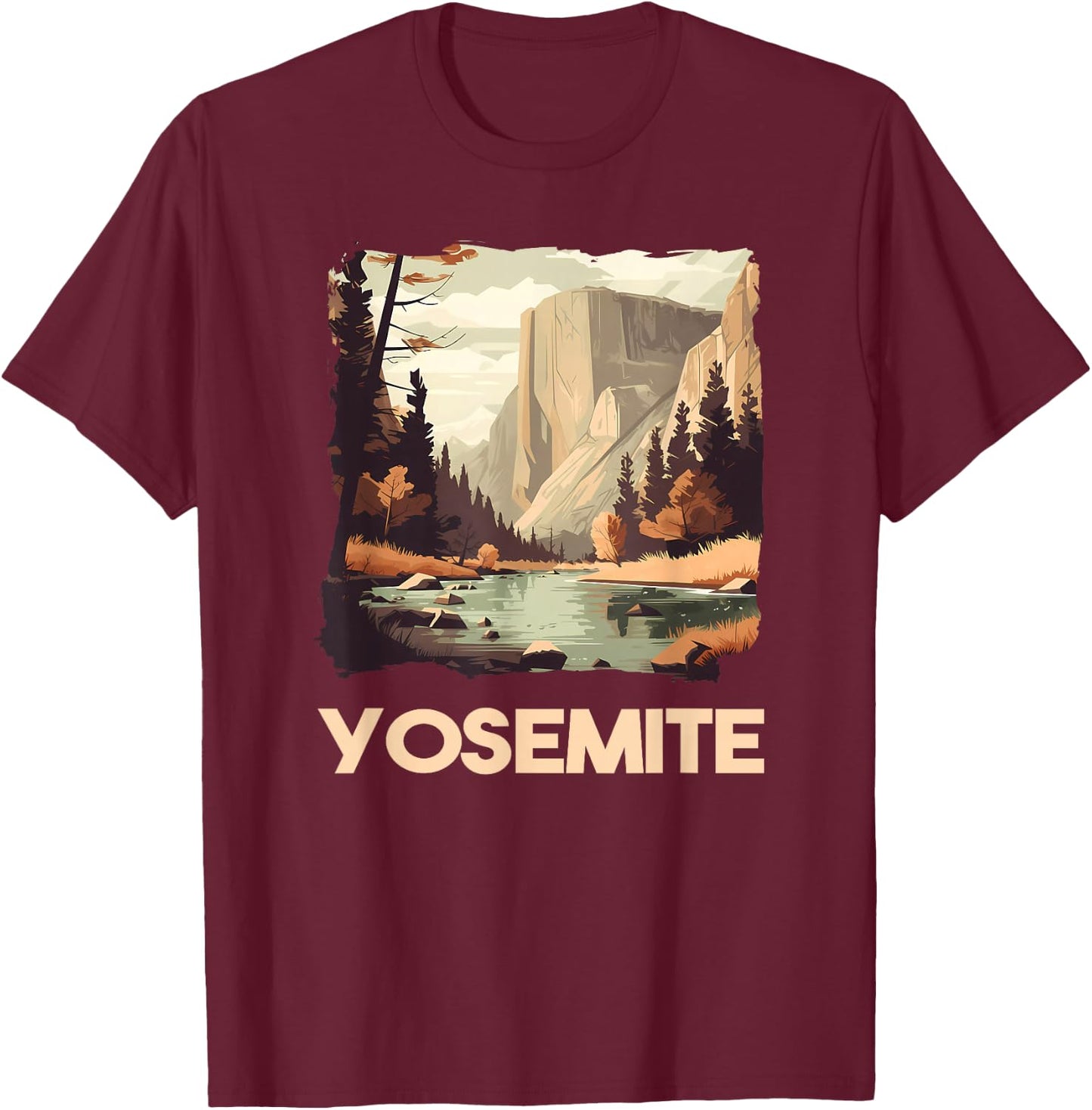 Vintage Yosemite National Park Nature Lover Adventure T-Shirt - T-Shirt | Maroon