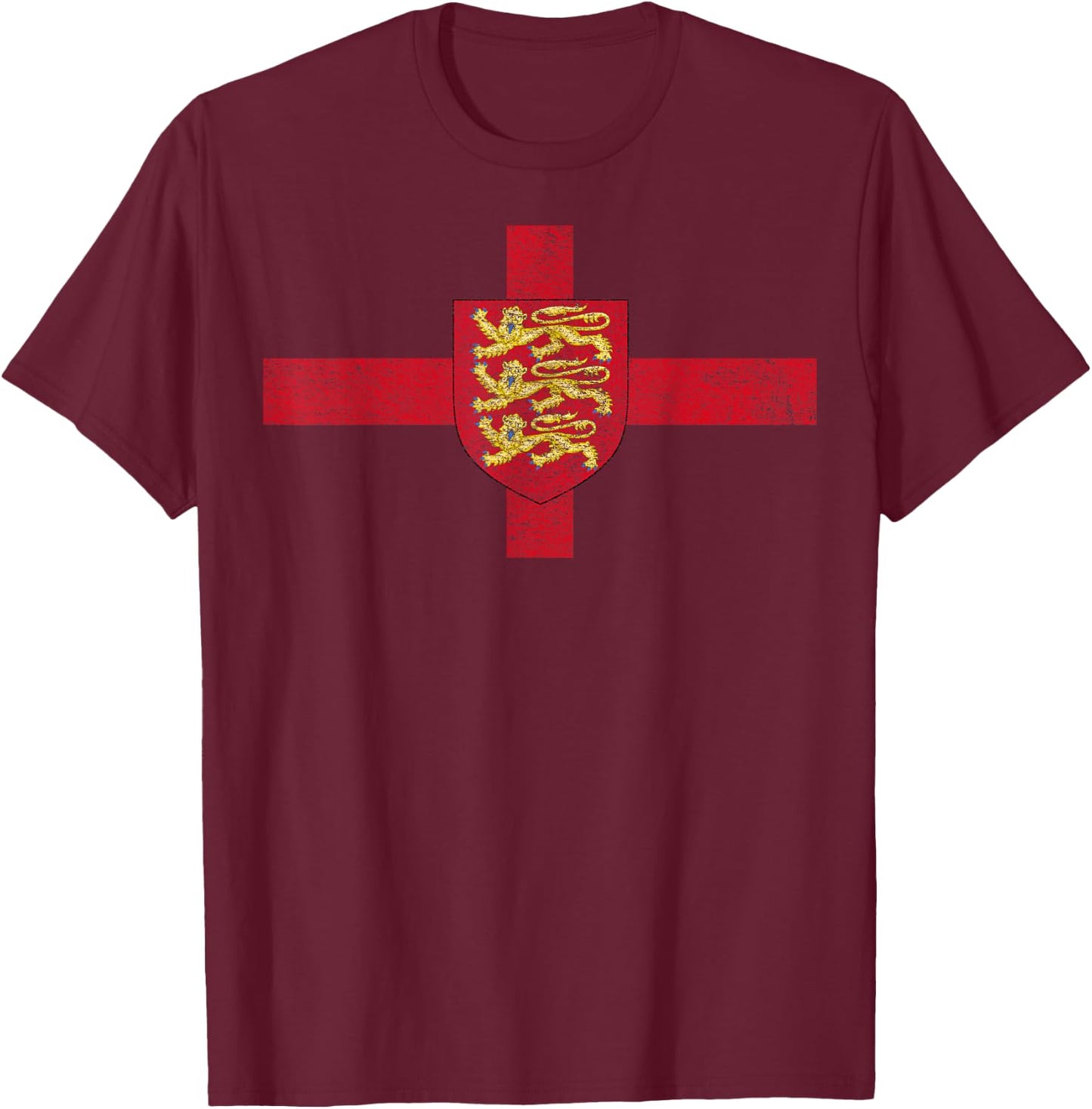 England Flag Royal Arms Saint George's Cross English T-Shirt - T-Shirt | Maroon