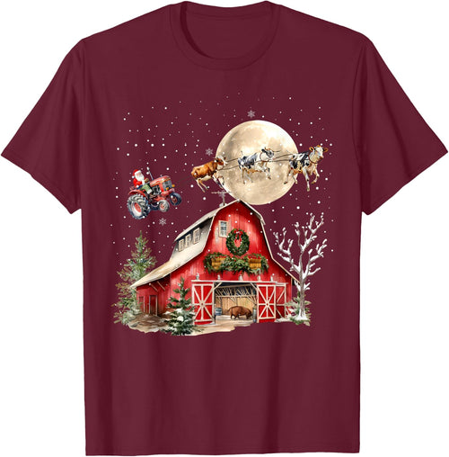 Funny Santa Claus Tractor Cows Farm Farmer Christmas Holiday