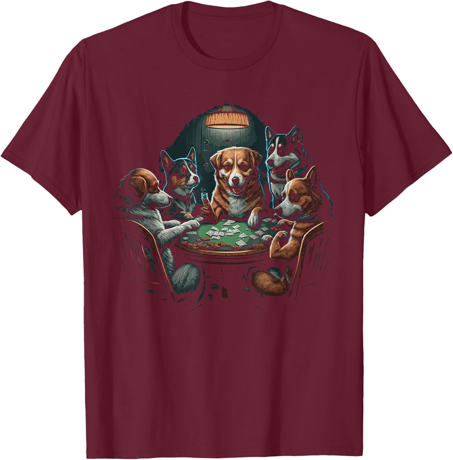 Dogs Playing Poker Cards Dog Casino Player Gambling Women T-Shirt - T-Shirt | Maroon