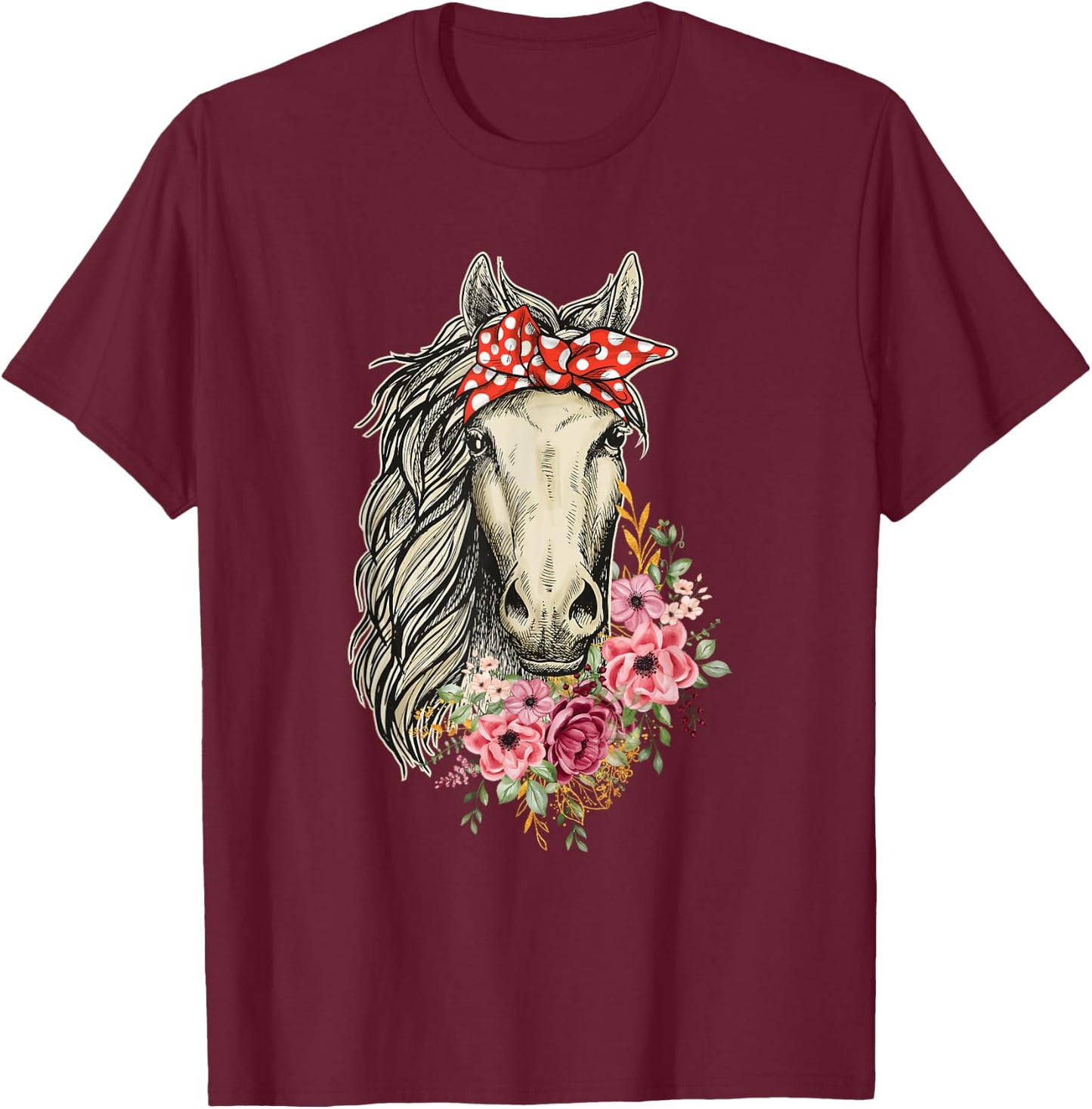Horse Bandana - Horses Animal Horseman Horseback Equestrian T-Shirt - T-Shirt | Maroon
