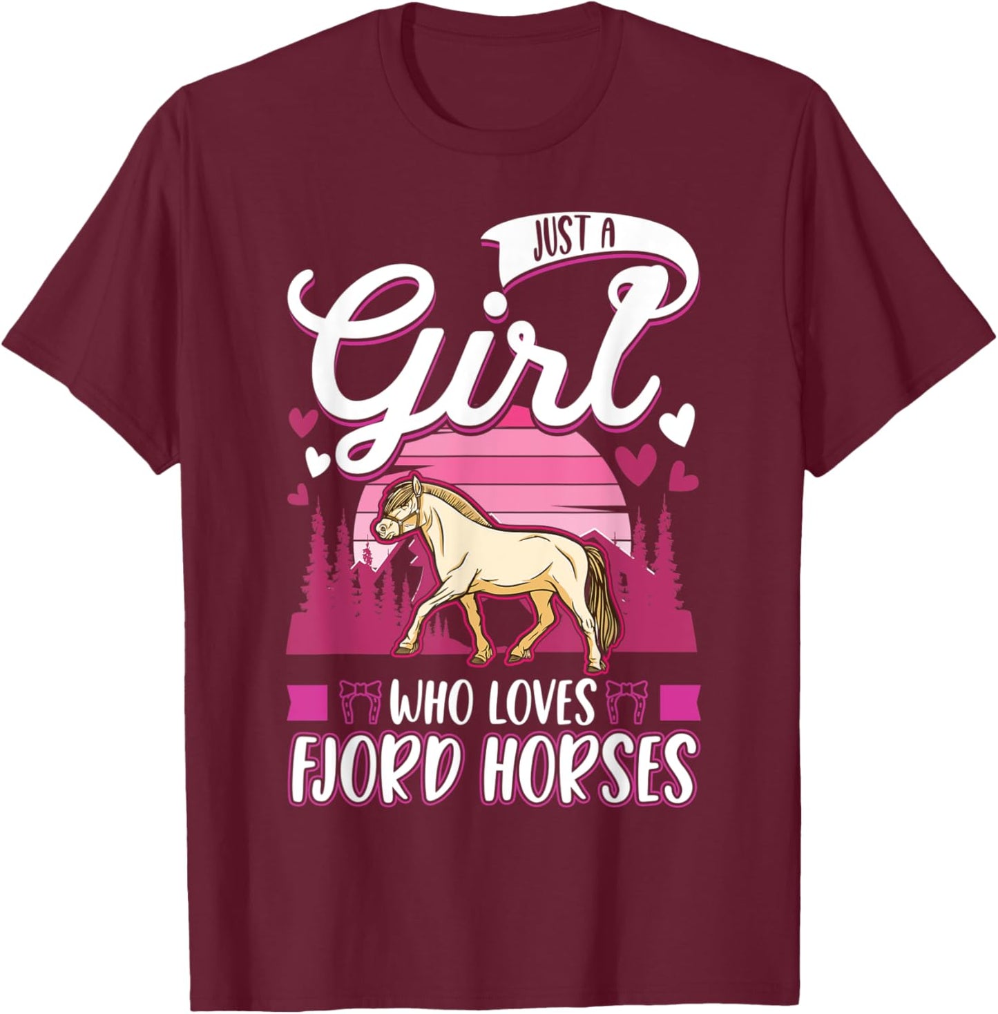Fjord Horse Girl Norwegian Horse Fjordi T-Shirt - T-Shirt | Maroon