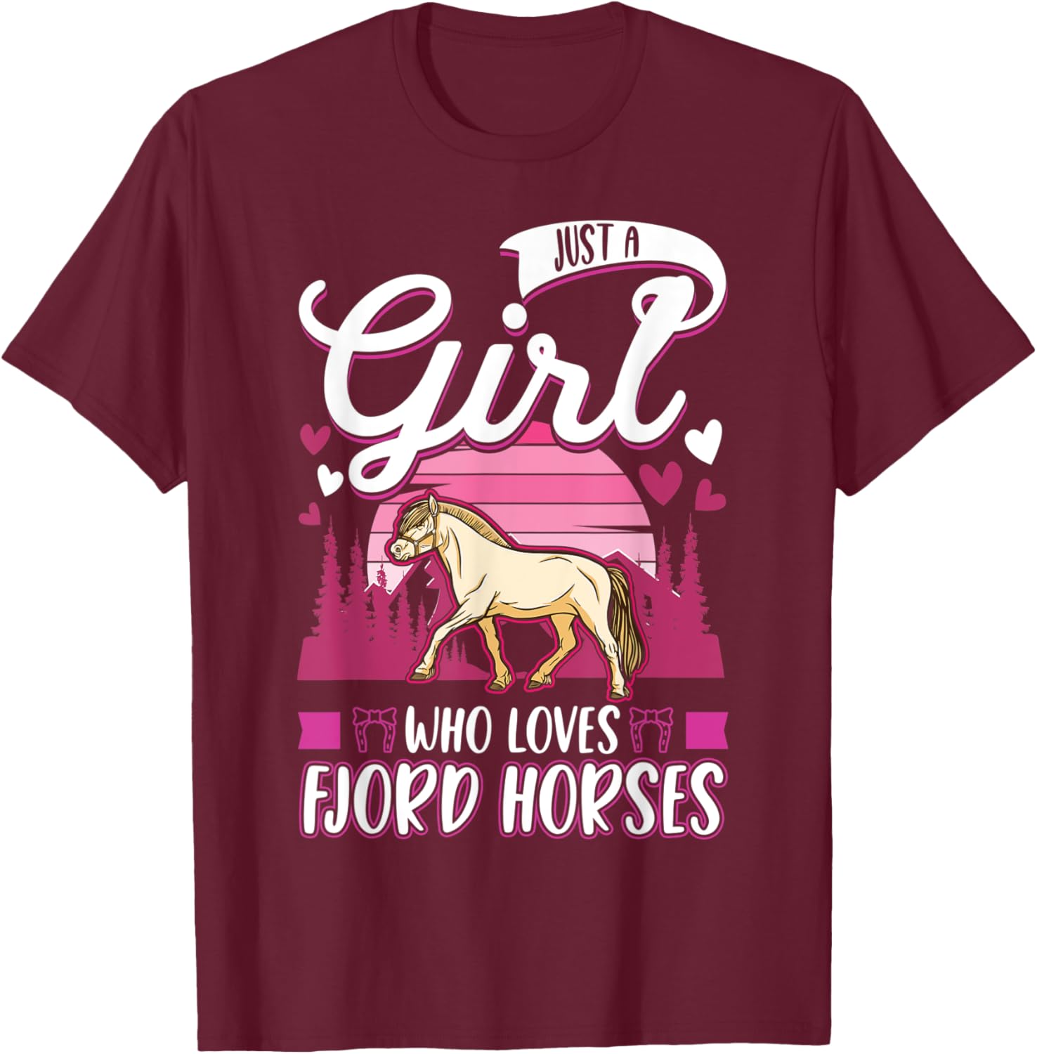 Fjord Horse Girl Norwegian Horse Fjordi T-Shirt - T-Shirt | Maroon