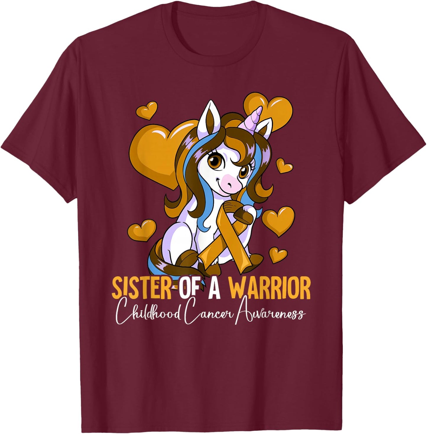 Sister Of A Warrior Childhood Cancer Awareness T-Shirt - T-Shirt | Maroon